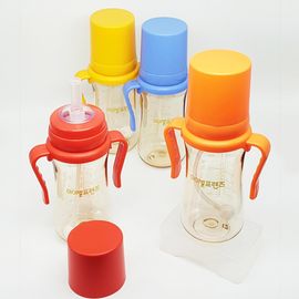 [I-BYEOL Friends] 300ml PESU Nipple straw cup Red Orange _ Weighted Straw, FDA approved, BPA Free _ Made in KOREA